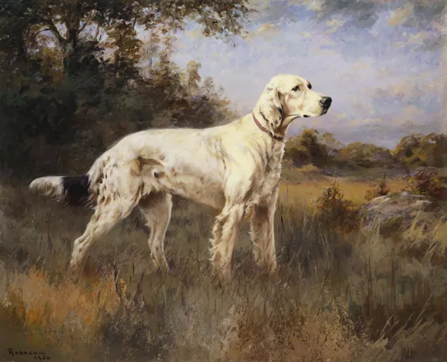Percival Leonard Rosseau "An English Setter in a wooded landscape" dog Brown