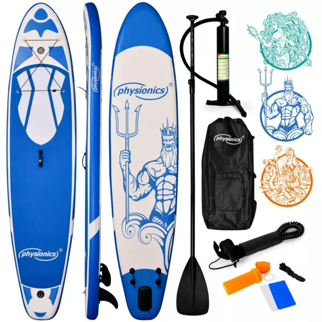 Physionics® Stand Up Paddle Board Gonflable Planche de SUP avec Pagaie et Pompe