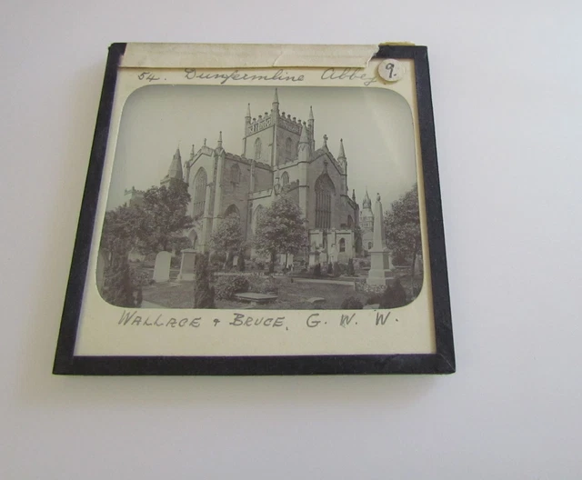GWW Glas magische Laterne Rutsche DUNFERMLINE ABBEY.  C1890 FOTO SCHOTTLAND UK 2
