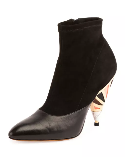 Givenchy Suede Enamel-Heel Ankle Boots, Black 36, 37 MSRP: $1,250.00