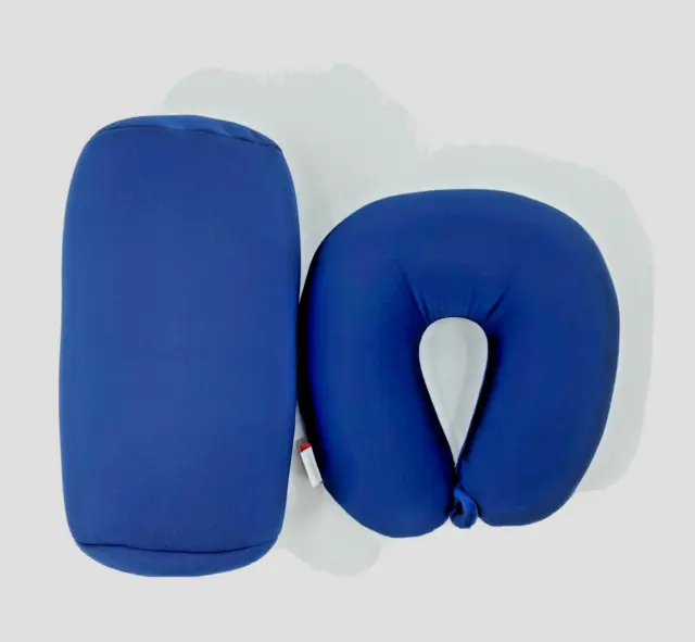 2 Pc Set Micro Bead U Shaped Neck Travel Pillow Lumbar Roll Back Support Cushion