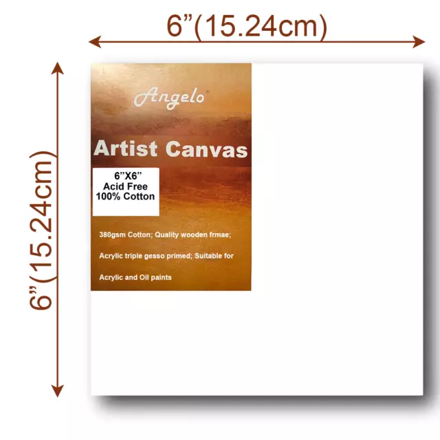 Artist Thick Stretched Blank Canvas 6"X6" 15 X 15cm Canvases Bulk Art Craft