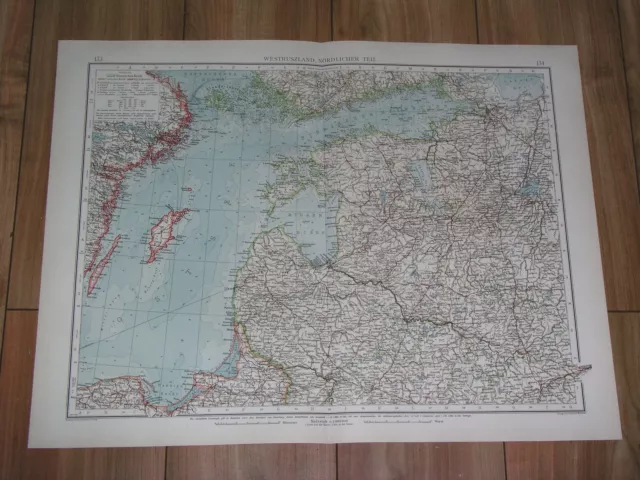 1910 Antique Map Of Western Russia Estonia Latvia Lithuania Prussia Finland