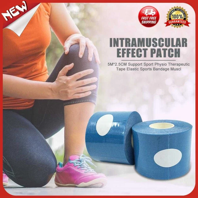 Pegatina muscular elástica adhesiva deportiva con vendaje de 1 rollo (azul claro)