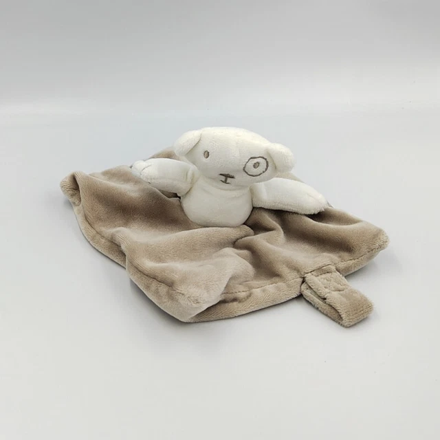 Doudou plat carré ours blanc beige cocard ABSORBA - 32351