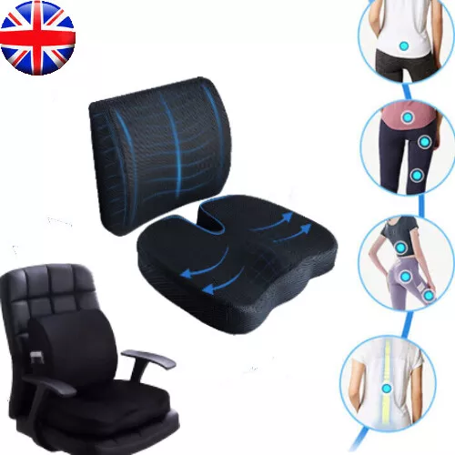 Snons Memory Foam Lumbar Back Support Cushion Car Seat Office Chair Pillow