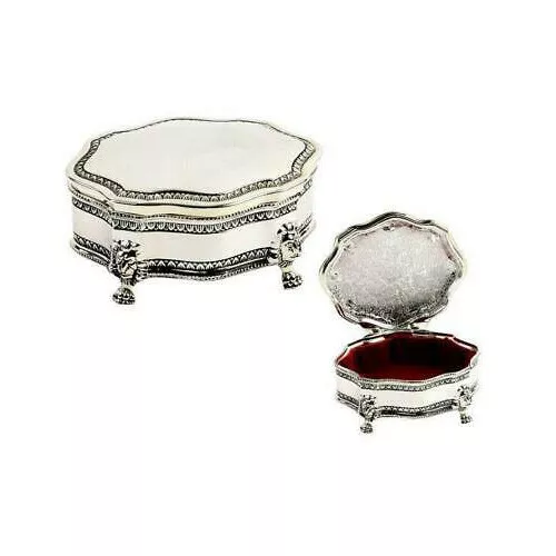 Silver Plated Edwardian Style Octagon Shape Trinket Box W313A