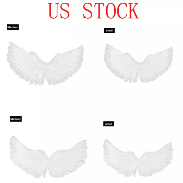 Adults Kids Real Feather Angel Wings Stage Cosplay Christmas Party Fancy Costume