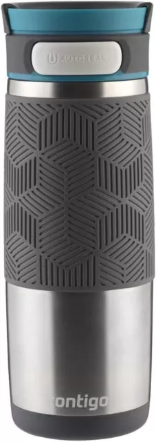 Contigo Auto Seal Transit Travel Mug 16oz Stainless Steel with Blue Accent Lid