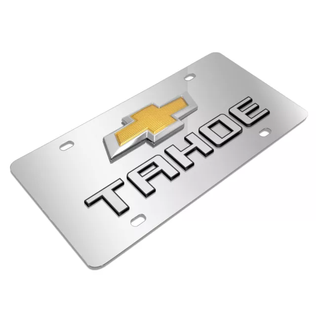Chevrolet Tahoe Gold Bowtie Double 3d Logo Chrome Stainless Steel License Plate 3