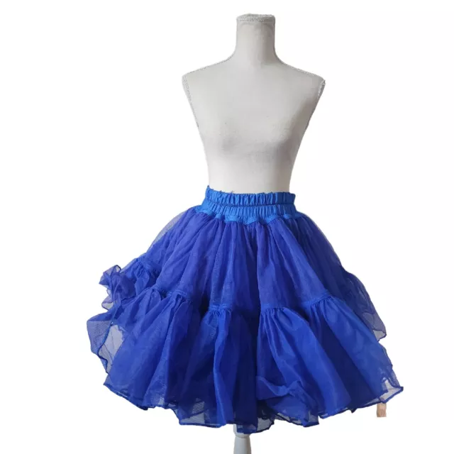 VTG Blue Crinoline Petticoat Costume Skirt Tutu M 43" Around Pettiskirt