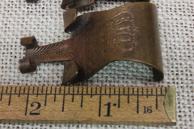 2 Picture Molding Rail Hooks Painting Hangers copper old Victorian vintage 4