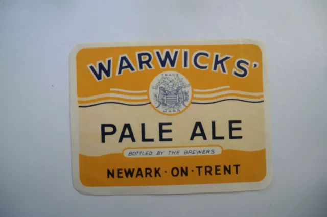 Mint Warwicks Newark On Trent Pale Ale Brewery Bottle Label