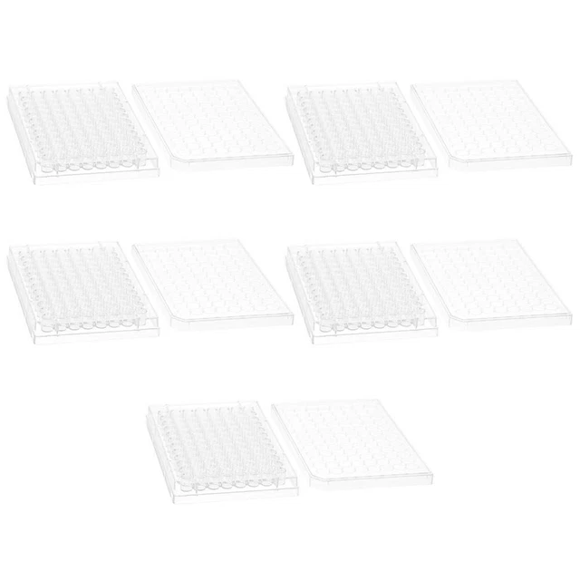 5Pcs 96 Well Experiment Instrument Tools Flat Bottom Petri Dish  Lab