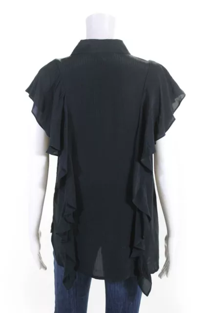 Serra by Joie Rucker Womens Black Striped Ruffled Cap Sleeve Blouse Top Size M 3