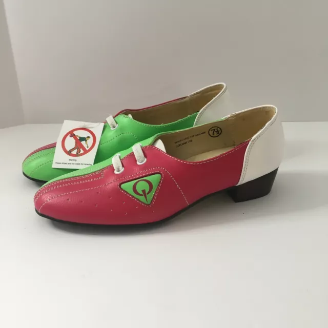 Eye Catcher Women's Pink Green White Fashion Hipster Bowling Type Shoes 7.5