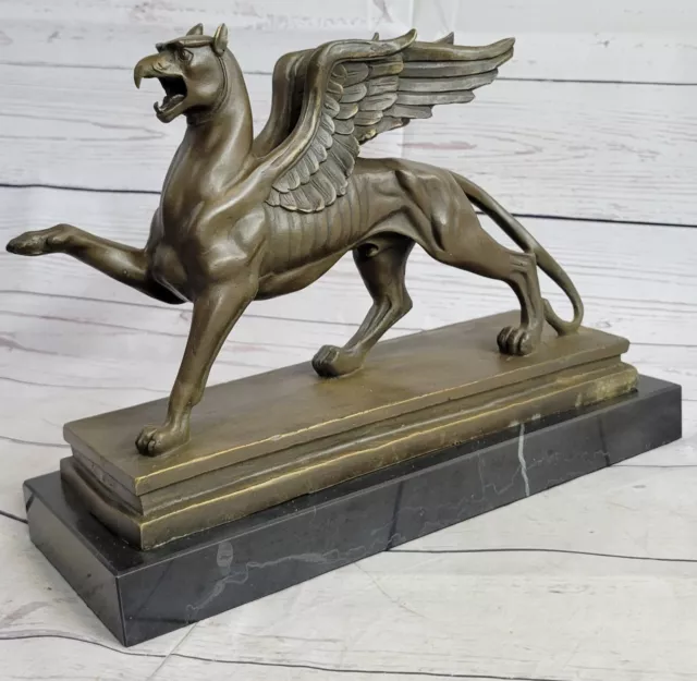 Wonderful Art Nouveau Gothic Gargoyle Griffin Bronze Sculpture Hot Cast