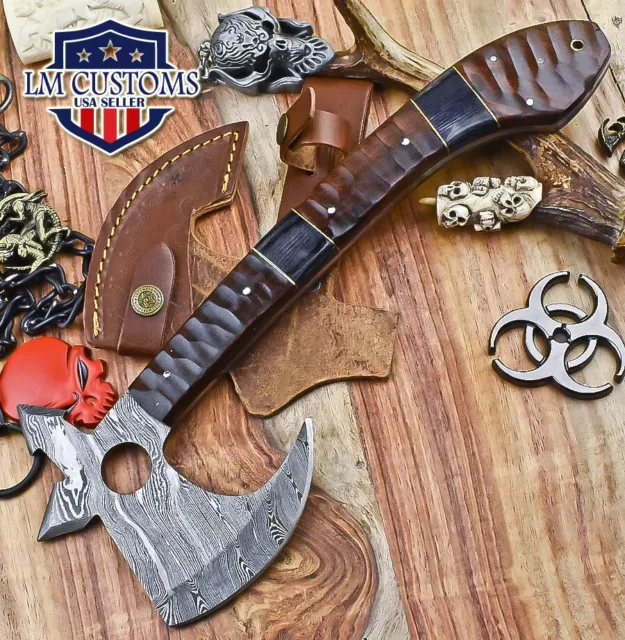 Custom Hand Forged Clever Chopper Axe Knife Twist Damascus Walnut Wood Gift