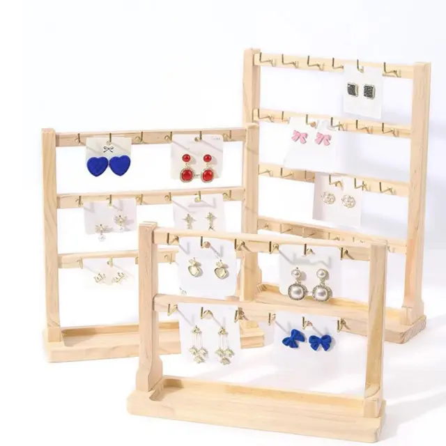 Jewelry Organizer Wooden with Hooks Earring Holder for Rings Necklaces Shows