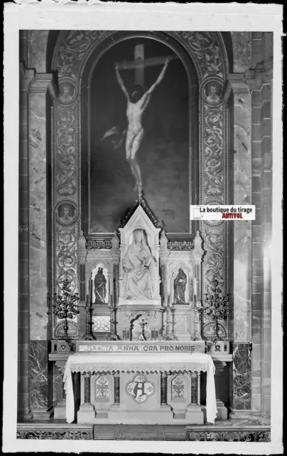Plaque verre photo négatif noir & blanc 9x14 cm, Strasbourg, Sainte-Anne autel