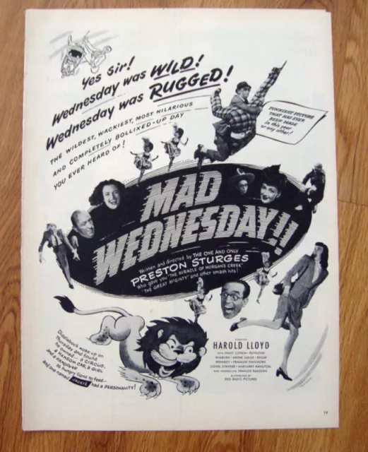 1950 Movie Ad MAD WEDNESDAY! Harold Lloyd