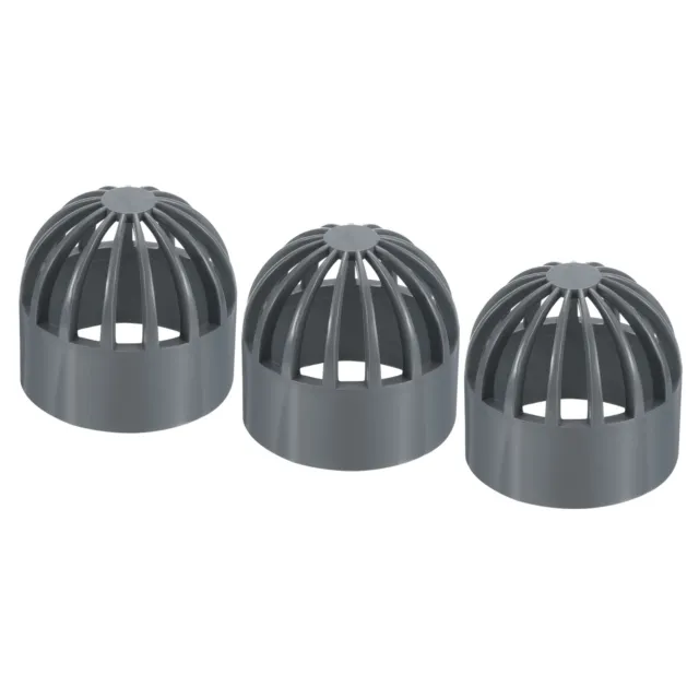 3Pcs 1-1/2" Atrium Grate Cover Round Outdoor UPVC Sewer Drain Pipe Fitting Gray