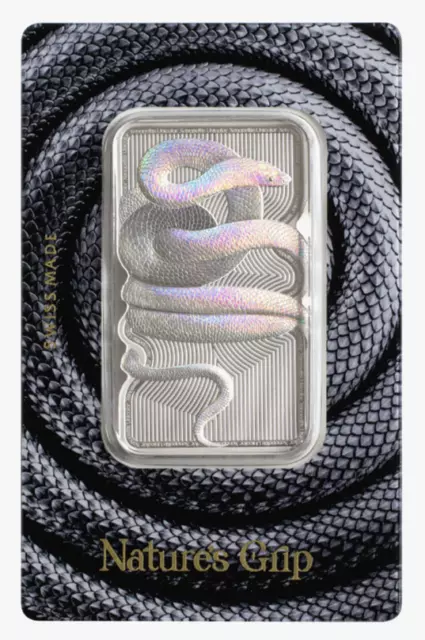 SCARCE ! ~ 2023 ~ HOLOGRAM SNAKE BAR ~ Natures Grip ~ Pamp Suisse Silver ~$9.99