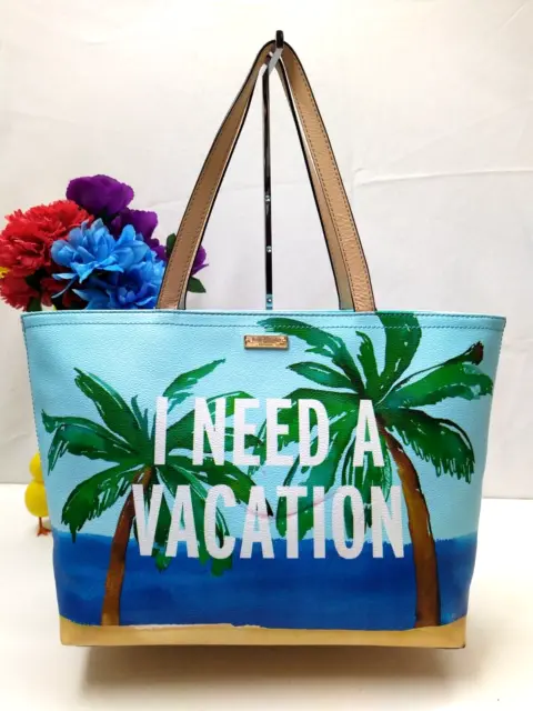 Kate Spade Francis I Need A Vacation Multicolor Double Handle Tote Bag