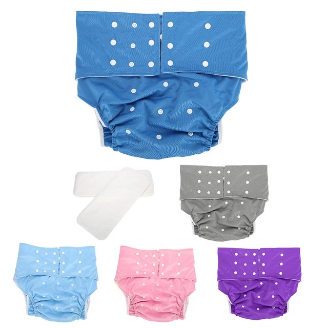 Washable Adult Pocket Nappy Cover Adjustable Reusable Diaper Cloth Light Blue