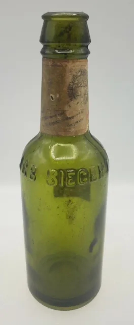 Vintage Dr. JGB Siegert & Sons Bitters 5" Green Glass Bottle & Label Cork Top