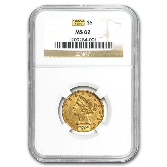 $5 Liberty Gold Half Eagle MS-62 NGC/PCGS