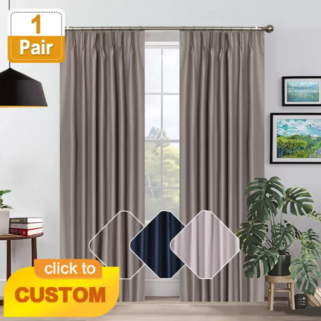 2X BLOCKOUT Mareeba Pinch Pleat Jacquard Curtains Privacy for Window/Glass Door