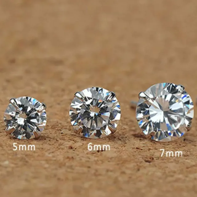 New 925 Sterling Silver Stud Earrings Pack for Women Sets for Men Cubic Zirconia