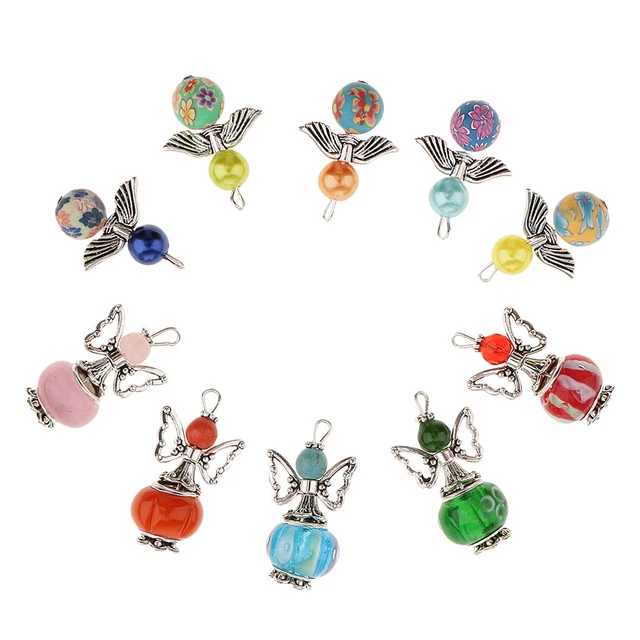 10 Stück Antike Silber Engel Schmetterling Gemischte Charms Perlen Anhänger