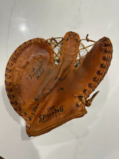 Vintage Spalding Trapper Model 1348 Leather Baseball Glove Mitt