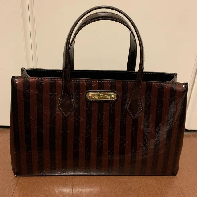 LOUIS VUITTON M91701 Vernis Rayure Wilshire PM Hand Bag Wine Red Used 230423T LOUIS VUITTON M91701 Vernis Rayure Wilshire PM Hand Bag Wine Red Used 230423T