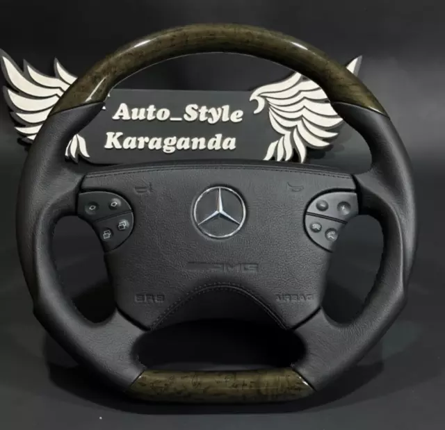 Mercedes AMG Wood Steering Wheel for CLK W208, E W210, G W463, Genuine Leather