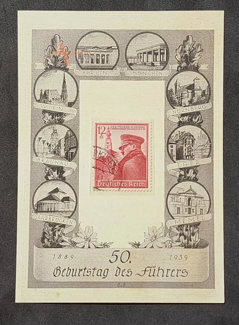 WW2 WWII NAZI German Third Reich Adolf Hitler 50th Birthday stamp w ...