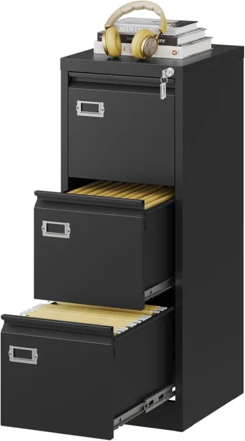 3-Drawer File Cabinets with Lock Metal Filing Storage Cabinets for Home Office