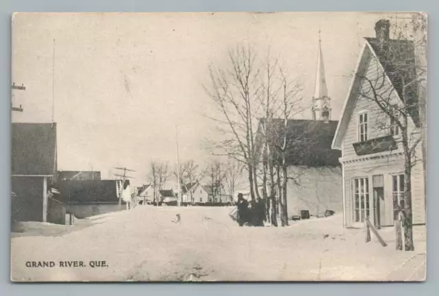 Rue Principale GRANDE RIVIERE Quebec~Antique GASPE CPA Snow Winter 1910