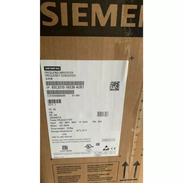 New Siemens 6SL3210-1KE28-4UB1 SINAMICS G120C 45KW Inverter 6SL3 210-1KE28-4UB1