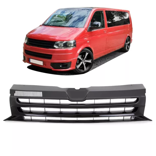 Kühlergrill Grill Clean hochglanz Schwarz Sportgrill für VW T5 GP Facelift 09-15