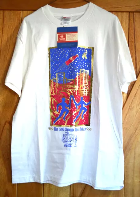 Vintage New NOS 1996 Atlanta Olympics Torch Relay Coca Cola Shirt Size L