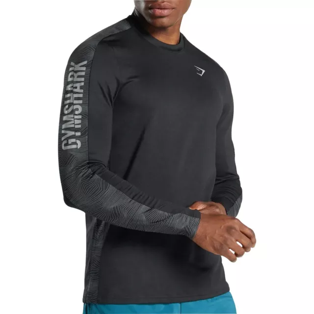 Gymshark Mens Sport Training Sweatshirt Long Sleeve Sweat-wicking - Black