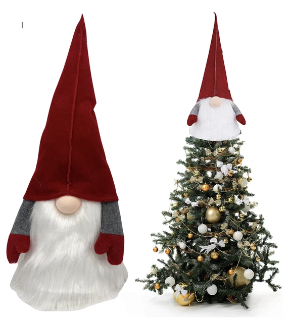 Gnomo di Natale Grande per la casa Puntale Albero di Natale 65cm Decori Natalizi