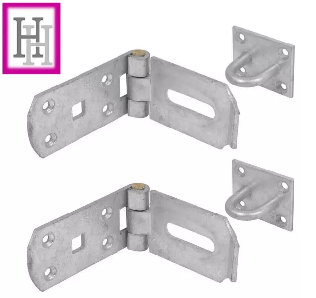 2 x 10" BZP HEAVY DUTY HASP & STAPLE SECURITY DOOR GATE GARAGE SHED