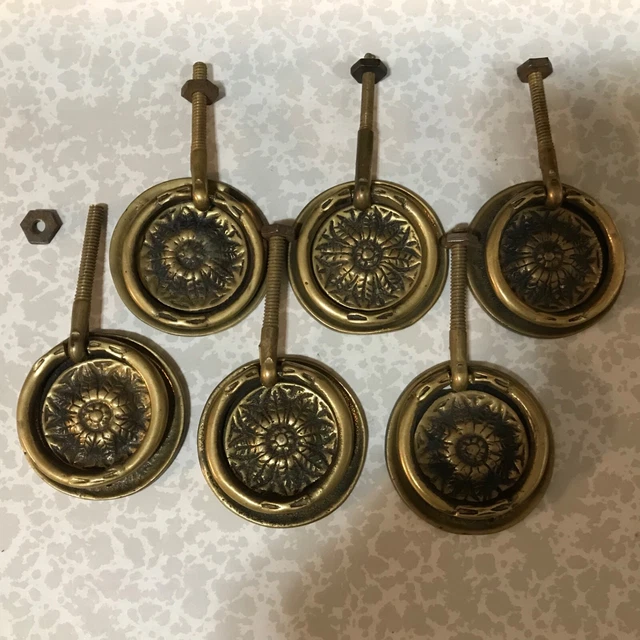 HEPPLEWHITE RARE SET 6 FEDERAL 18TH/19TH CENTURY Period Original “FLORAL”  PULLS