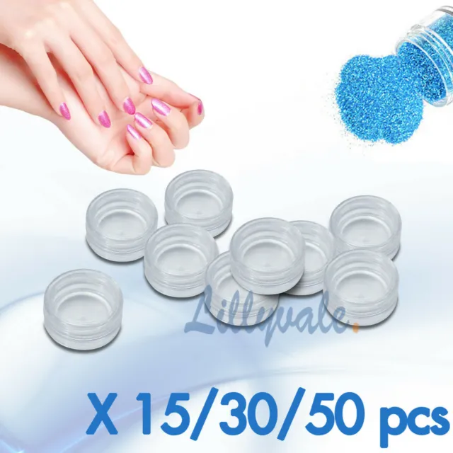 Plastic Pot Clear Empty 3ML screw top Jar/Pot glitter nail art beads crafts Kit