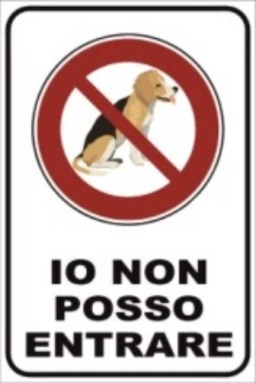 SEGNALE VIETATO L'ACCESSO AI CANI IN ALLUMINIO MM300X200