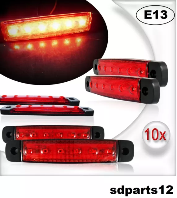 10 X 24v Rouge Smd 6 Led Feux De Gabarit Camion Caravane Chassis Remorque